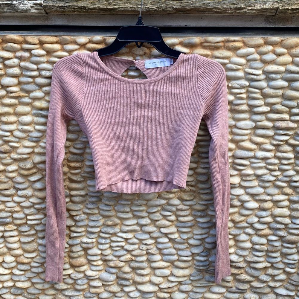 Nectar x Clothing Blush Dusty Rose Crop Top Long Sleeves. Small EUC!
